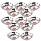 Stainless Steel Square Dessert Plate & Katori Set, 260 ml, Set of 12