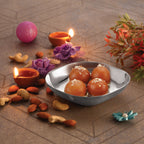Stainless Steel Square Dessert Plate & Katori Set, 400 ml, Set of 2