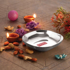 Stainless Steel Square Dessert Plate & Katori Set, 400 ml, Set of 2