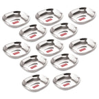 Stainless Steel Square Dessert Plate & Katori Set, 400 ml, Set of 12