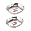 Stainless Steel Square Dessert Plate & Katori Set, 450 ml, Set of 2