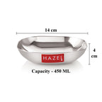 Stainless Steel Square Dessert Plate & Katori Set, 450 ml, Set of 2