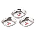Stainless Steel Square Dessert Plate & Katori Set, 450 ml, Set of 3