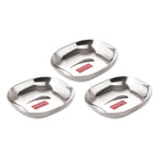 Stainless Steel Square Dessert Plate & Katori Set, 450 ml, Set of 3