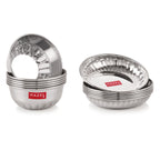Stainless Steel Plate Bowl Set of 12, Sweet Dish Katori with Plate, Silver