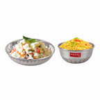 Stainless Steel Plate Bowl Set of 12, Sweet Dish Katori with Plate, Silver