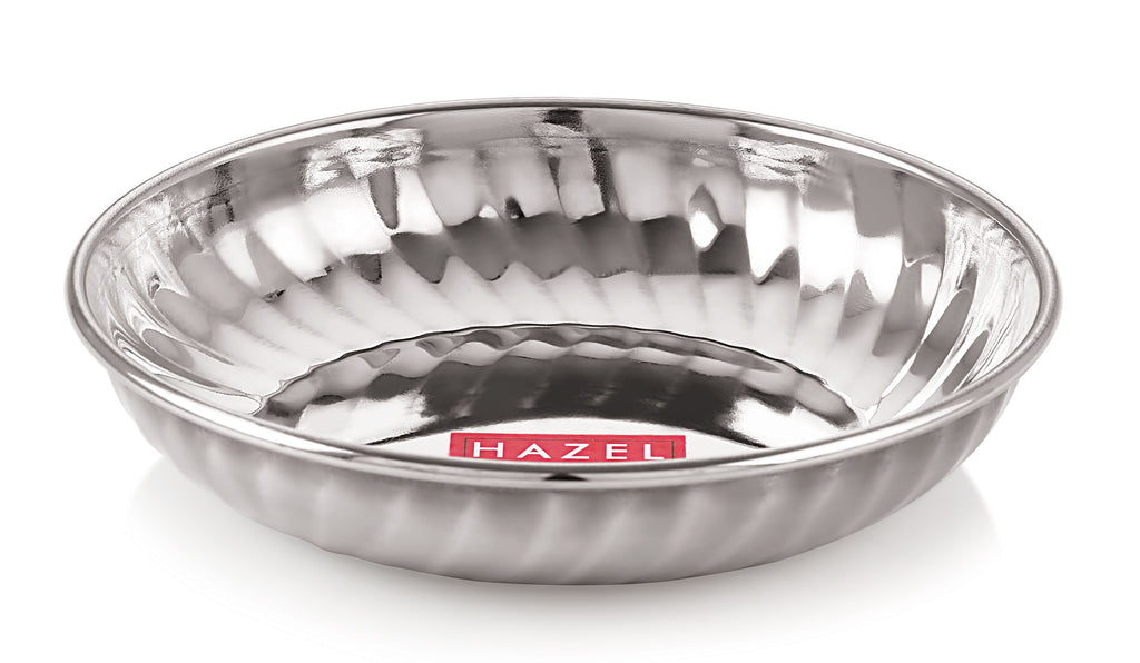 Stainless Steel Bowl Plate Set of 6, Sweet Dish, Katori & Plate, Silver