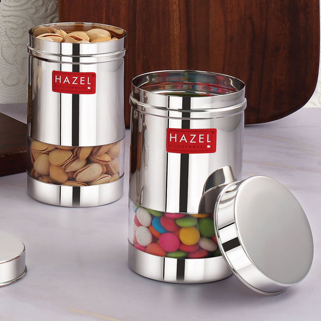 Stainless Steel See-Through Fridge Storage Containers Set of 2, 400 ml