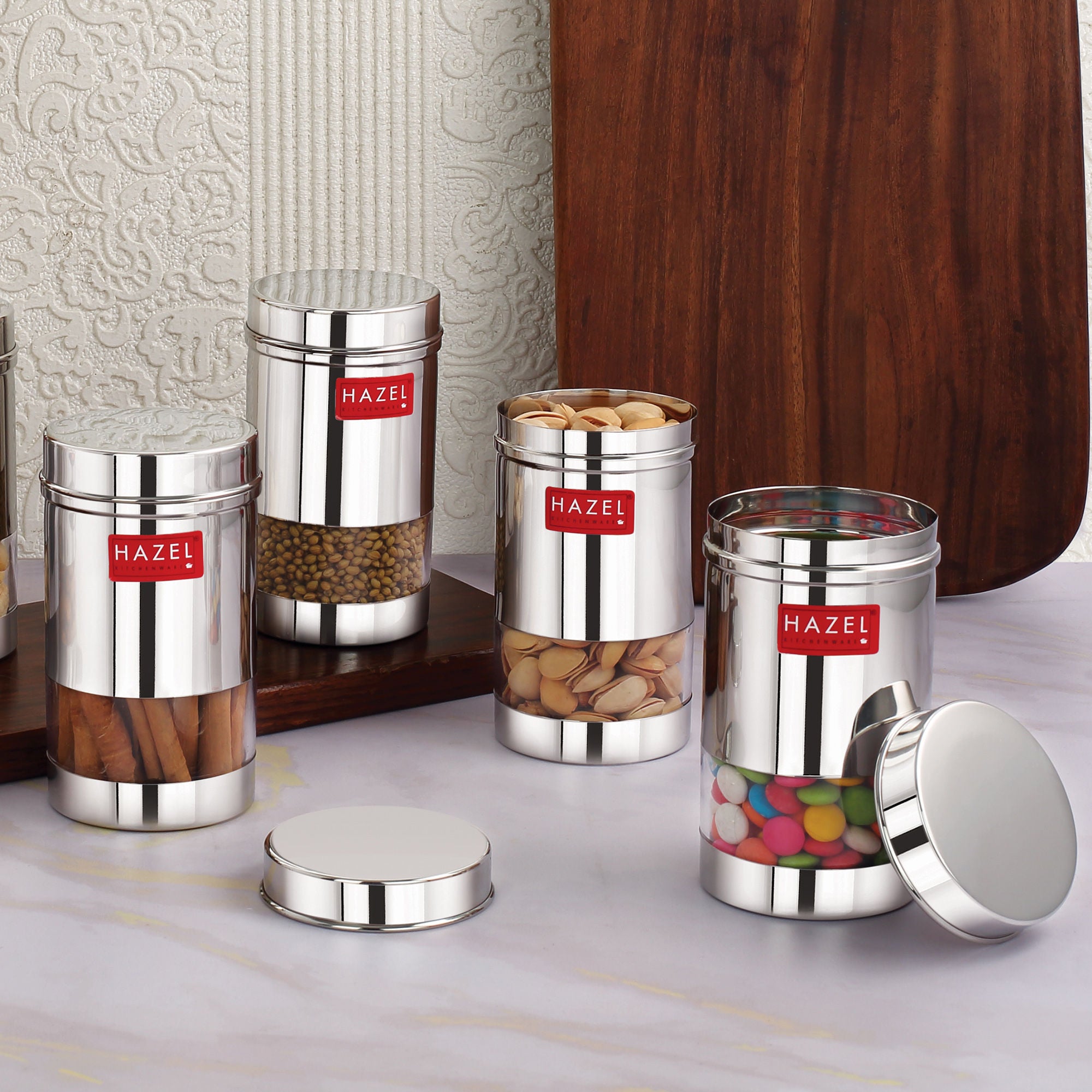 Stainless Steel Airtight Kitchen Storage Containers Set of 4, 400 ml