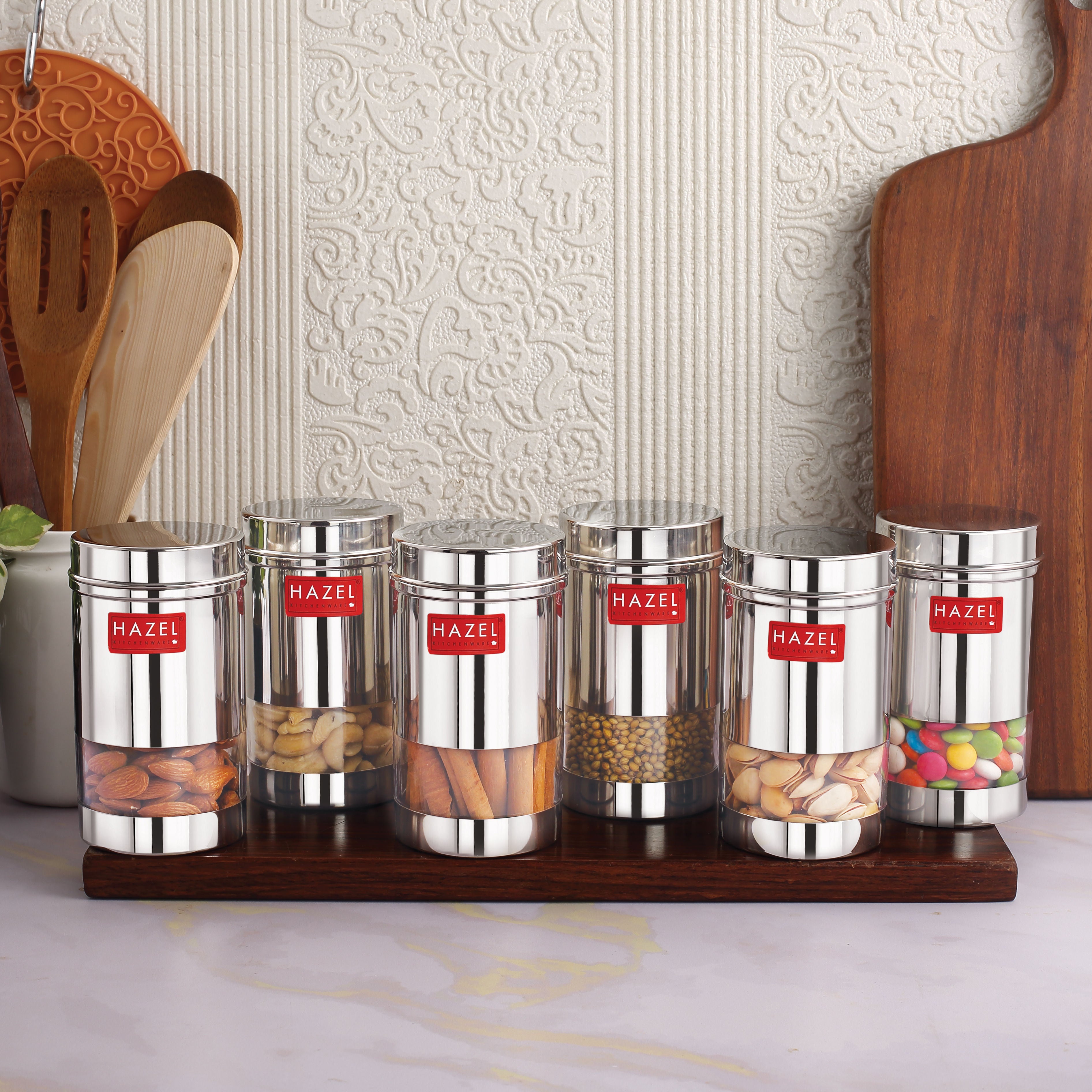 Stainless Steel See Through Kitchen Storage Containers Set of 12, 400 ml
