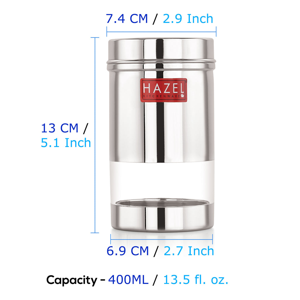 Stainless Steel See Through Kitchen Storage Containers Set of 12, 400 ml