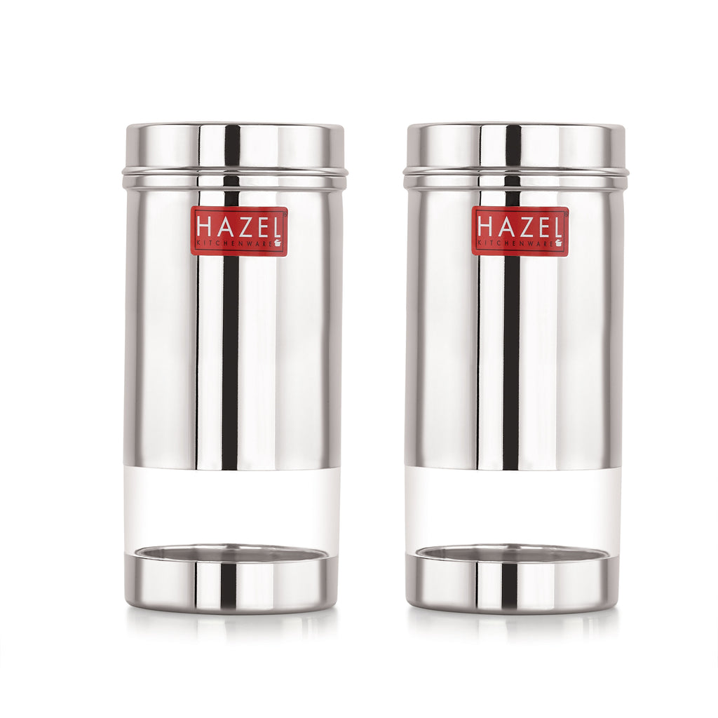 Stainless Steel See Through Storage Containers Set of 2, 500 ml, Silver