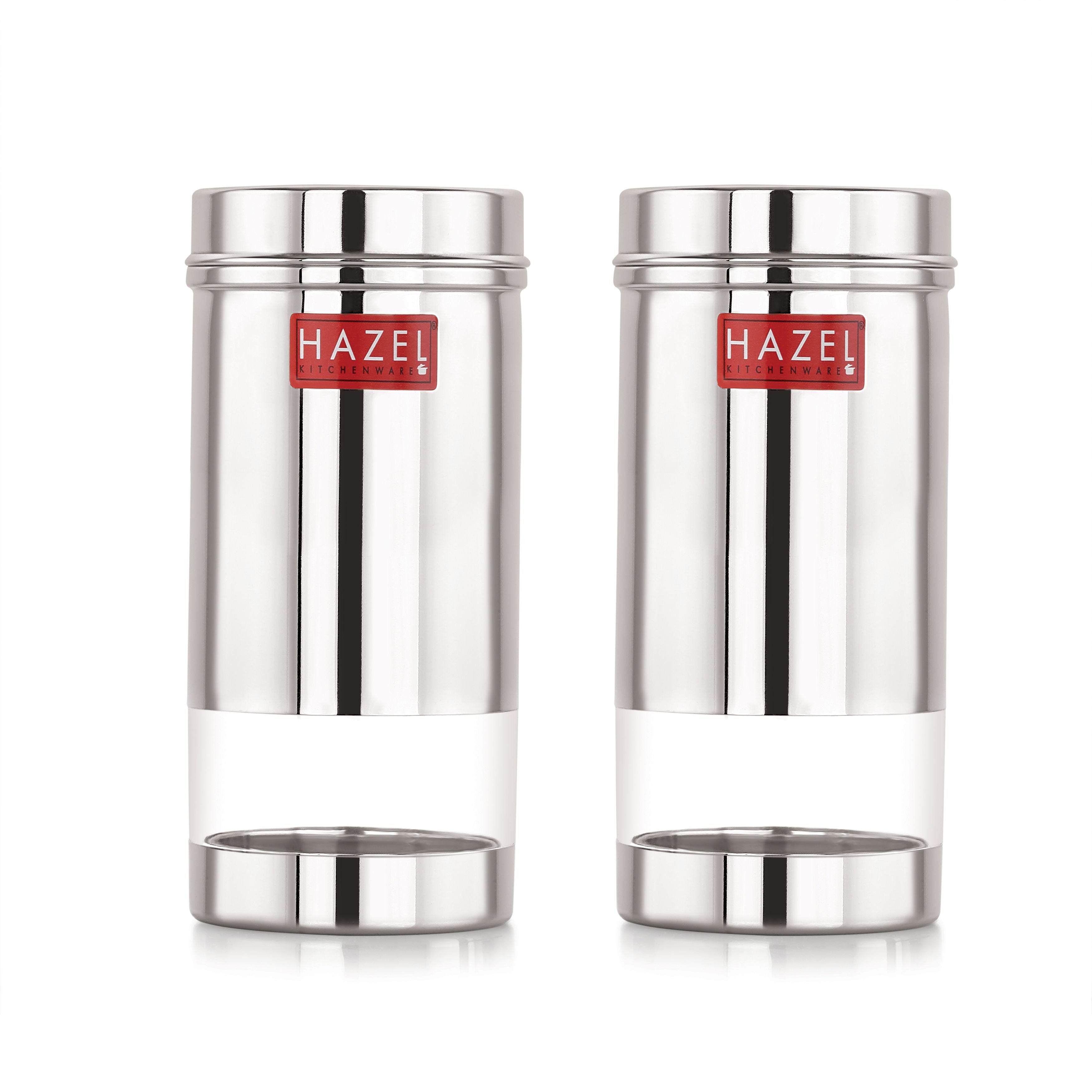 Stainless Steel See Through Storage Containers Set of 2, 500 ml, Silver
