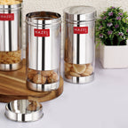 Stainless Steel See Through Storage Containers Set of 2, 500 ml, Silver