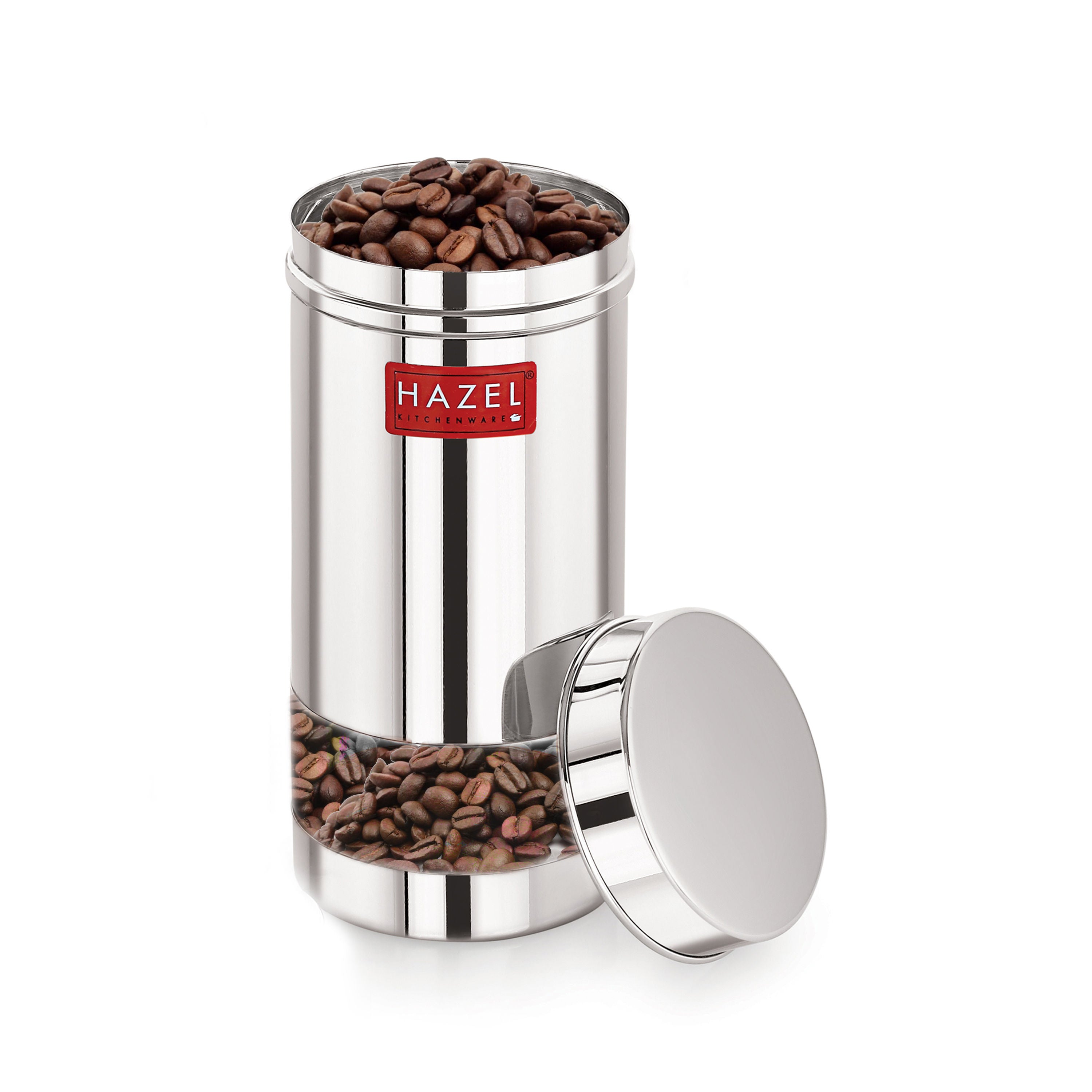 Stainless Steel See Through Storage Containers Set of 2, 500 ml, Silver