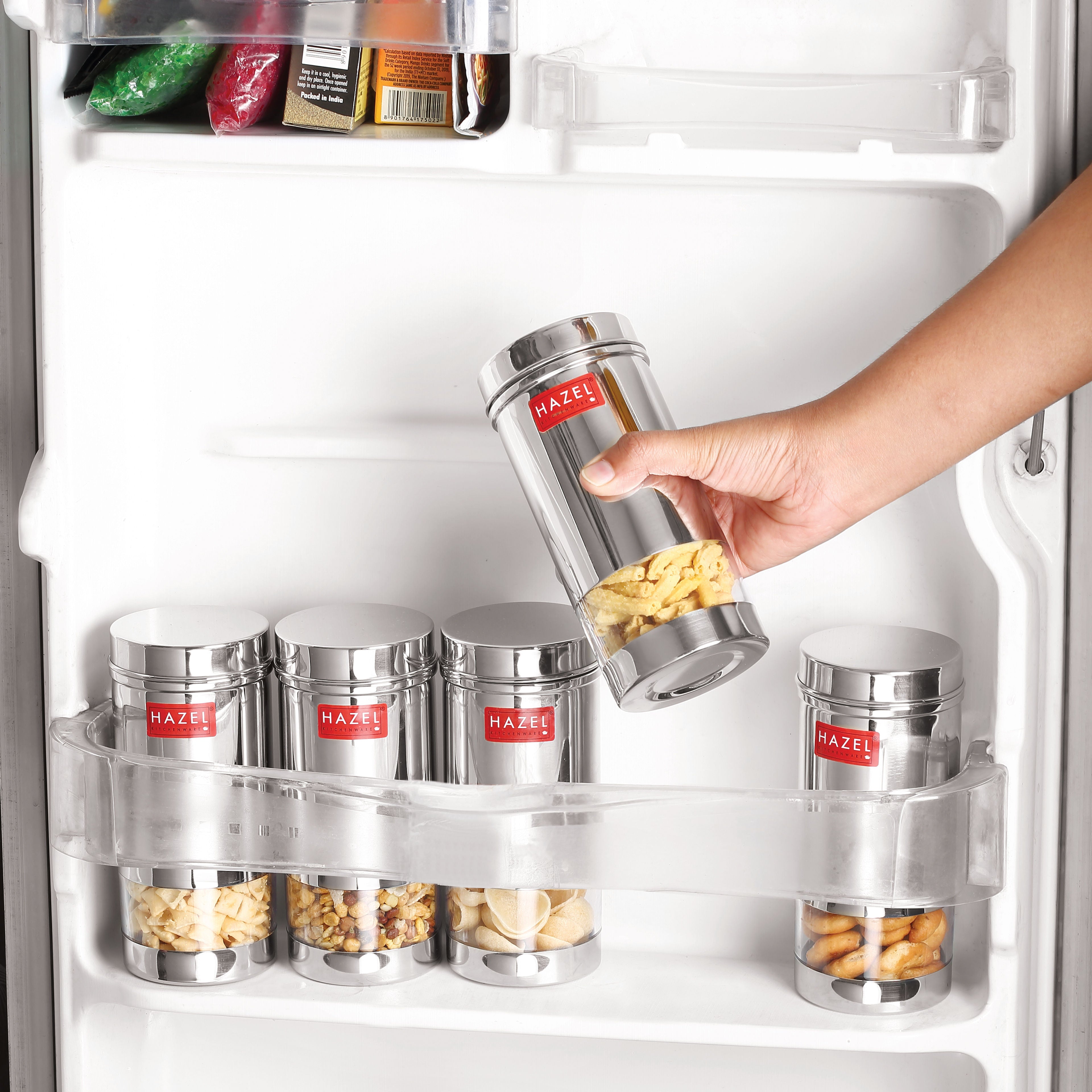Stainless Steel Airtight Transparent Storage Containers Set of 4, 500 ml
