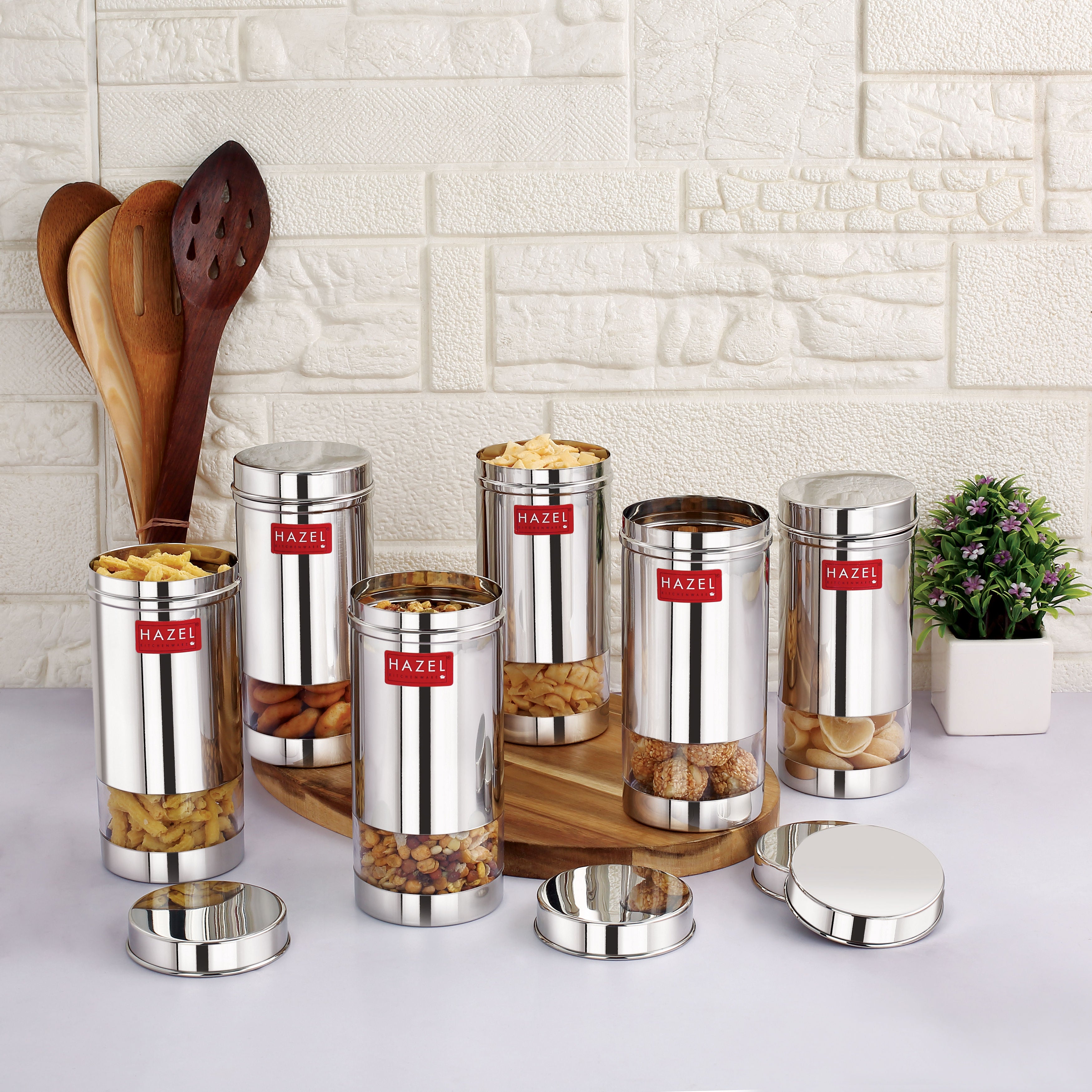 Stainless Steel Airtight Fridge Storage Containers Set of 6, 500 ml