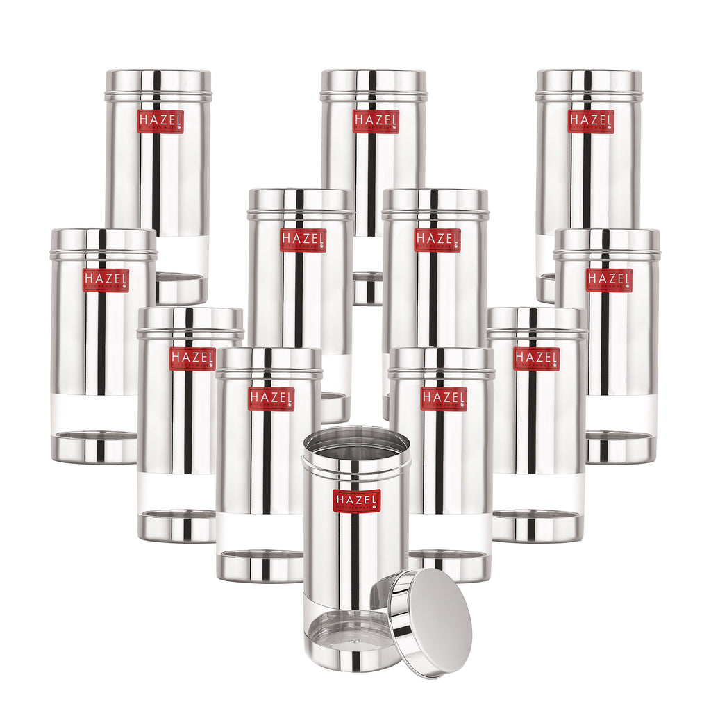 Stainless Steel See Through Storage Containers Set of 12, 500 ml