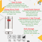 Stainless Steel See Through Storage Containers Set of 12, 500 ml