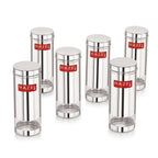 Stainless Steel Airtight Transparent Slim Container Set of 6, 600 ml