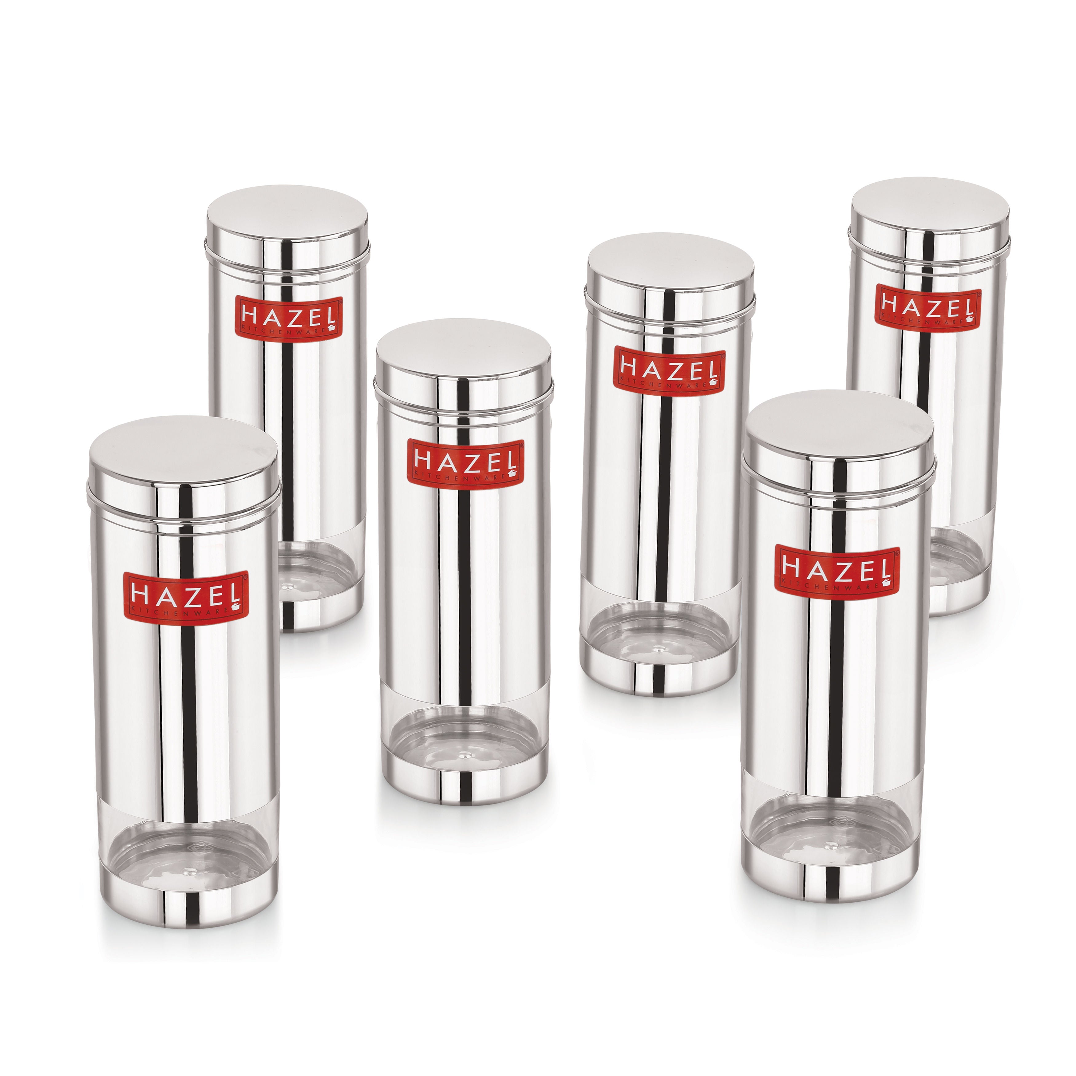 Stainless Steel Airtight Transparent Slim Container Set of 6, 600 ml