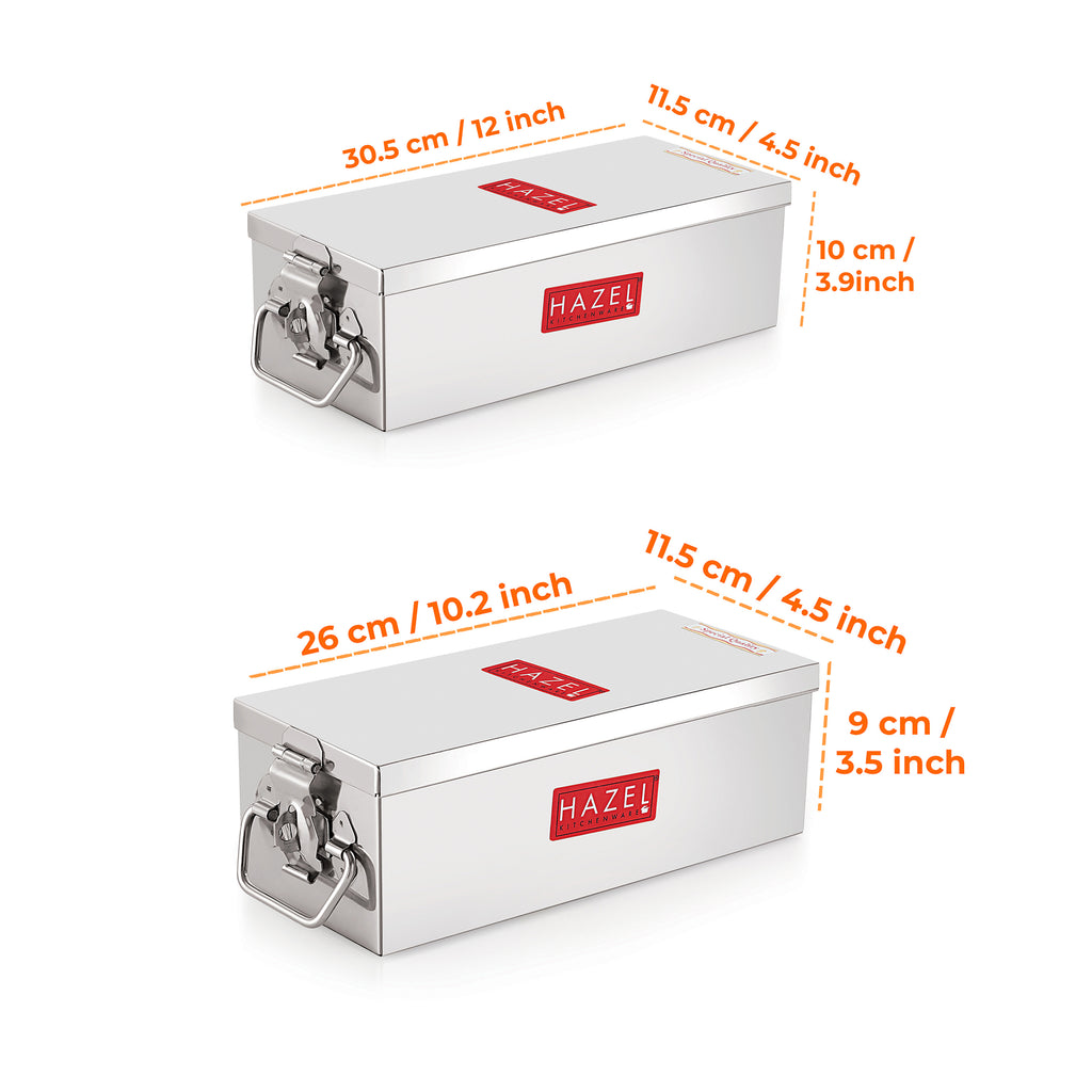 Stainless Steel Cash Box & Jewellery Organizer with Lock, Set of 2