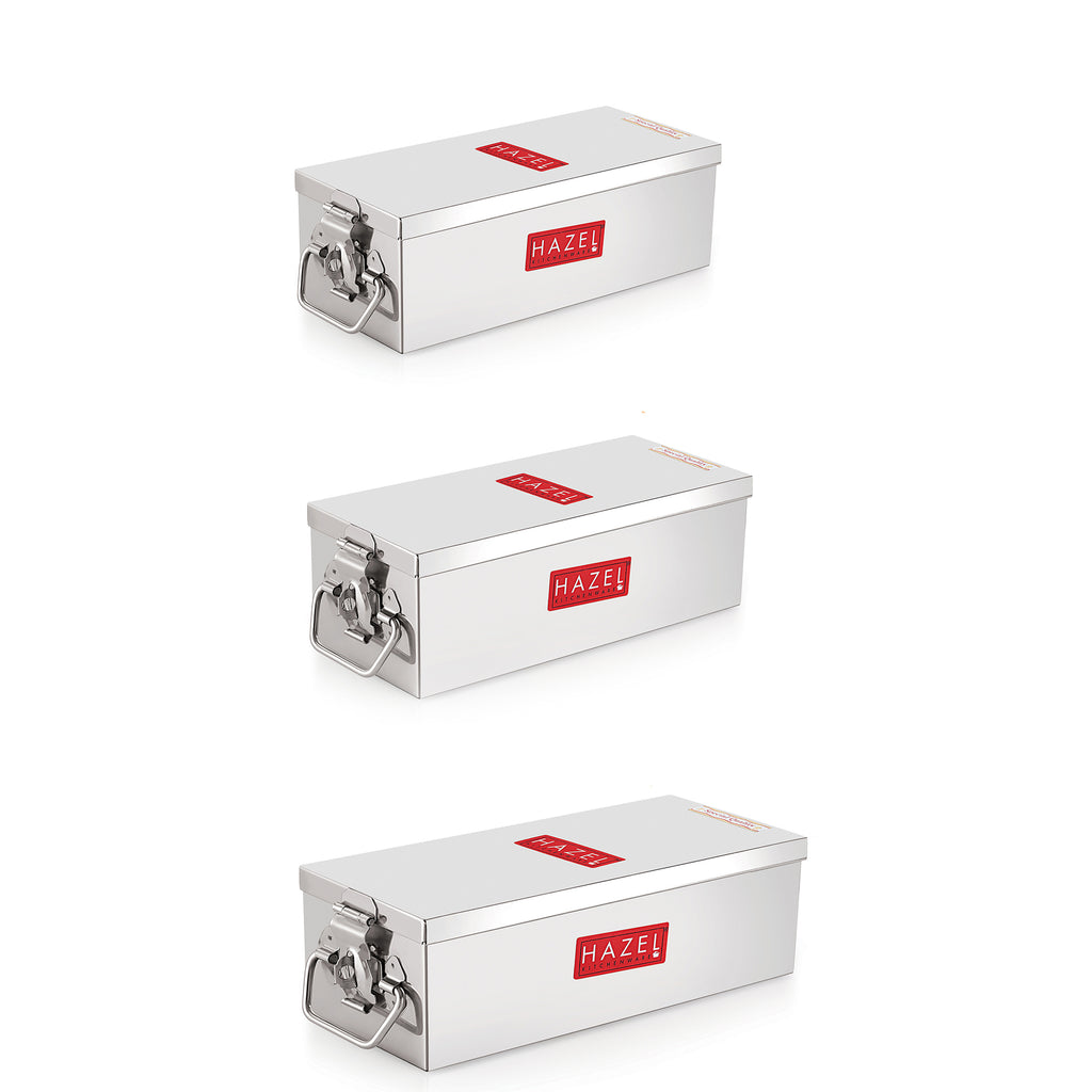 Stainless Steel Cash Box & Jewellery Organizer with Lock, Set of 3