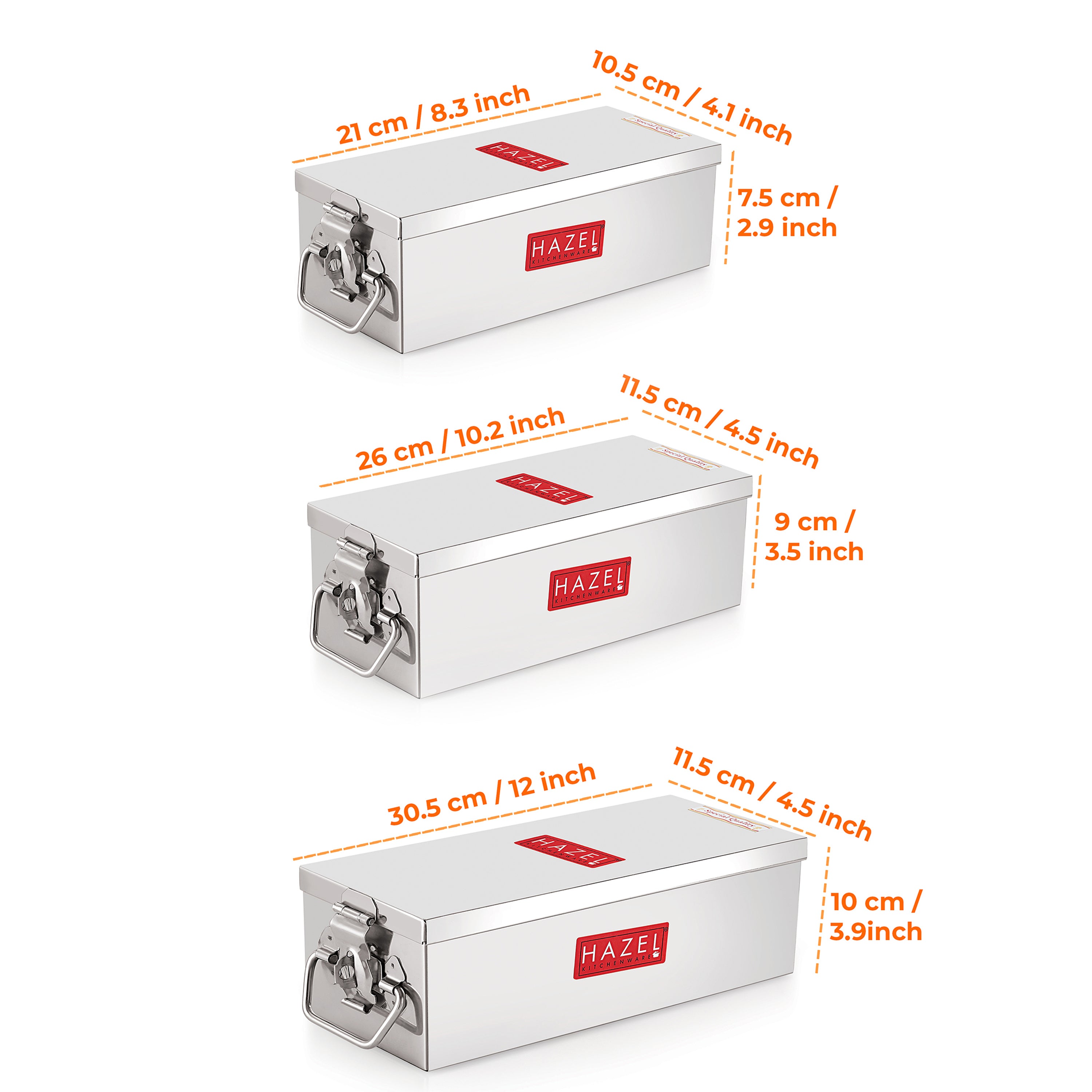 Stainless Steel Cash Box & Jewellery Organizer with Lock, Set of 3