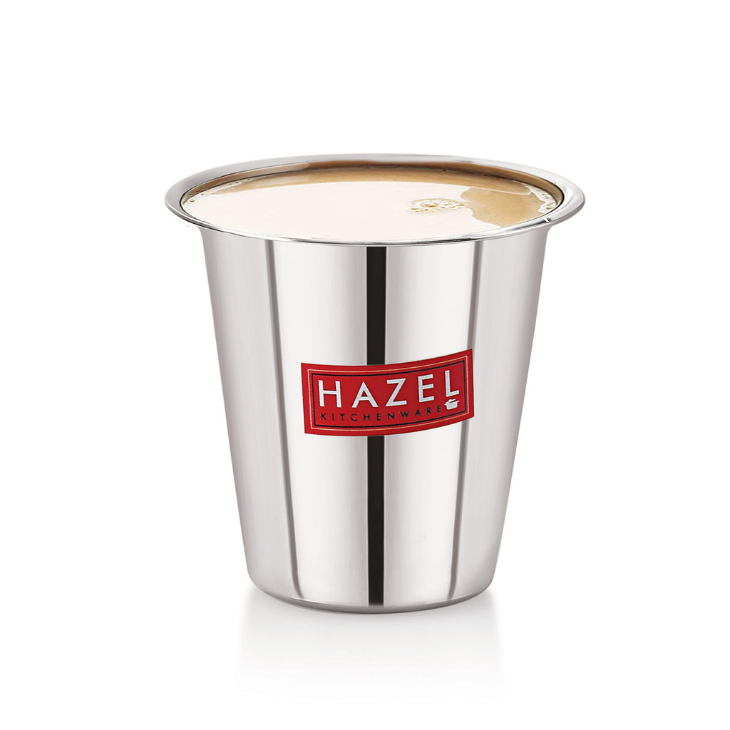 Stainless Steel Tea Glasses, Unbreakable Drinking Glasses with Glossy Finish, 150 ml, Set of 6