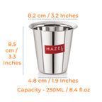 Stainless Steel Tea Glasses, Unbreakable Drinking Glasses with Glossy Finish, 200 ml, Set of 6