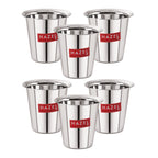 Stainless Steel Tea Glasses, Unbreakable Drinking Glasses with Glossy Finish, 250 ml, Set of 6