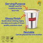 Stainless Steel Tea Glasses, Unbreakable Drinking Glasses with Glossy Finish, 250 ml, Set of 6