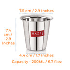 Stainless Steel Tea Glasses, Unbreakable Drinking Glasses with Glossy Finish, 250 ml, Set of 6