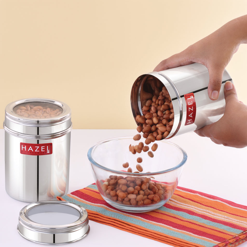 Stainless Steel See-Through Container Set, 900 ML, Set of 2