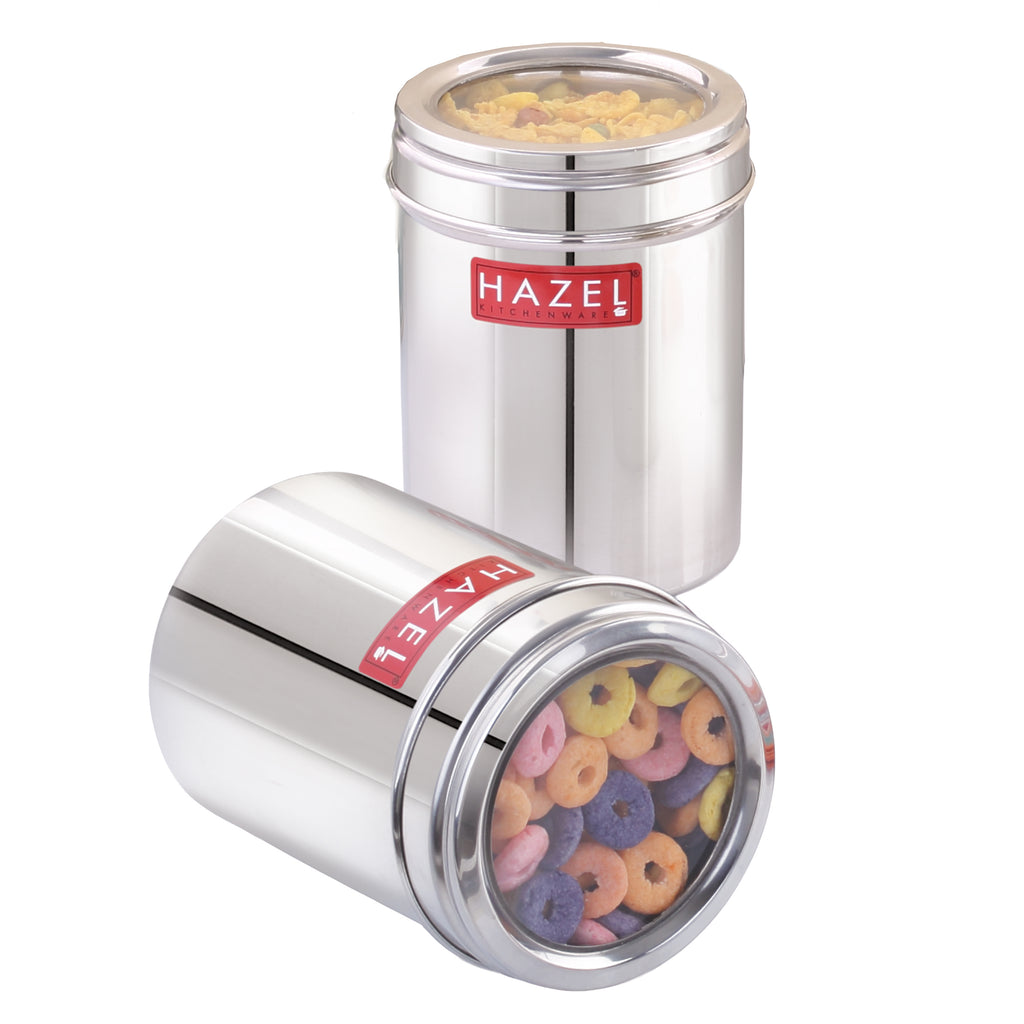 Stainless Steel See-Through Container Set, 900 ML, Set of 2