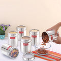 Steel Kitchen Storage Container Set with Transparent Lid, 900 ml, Set of 6