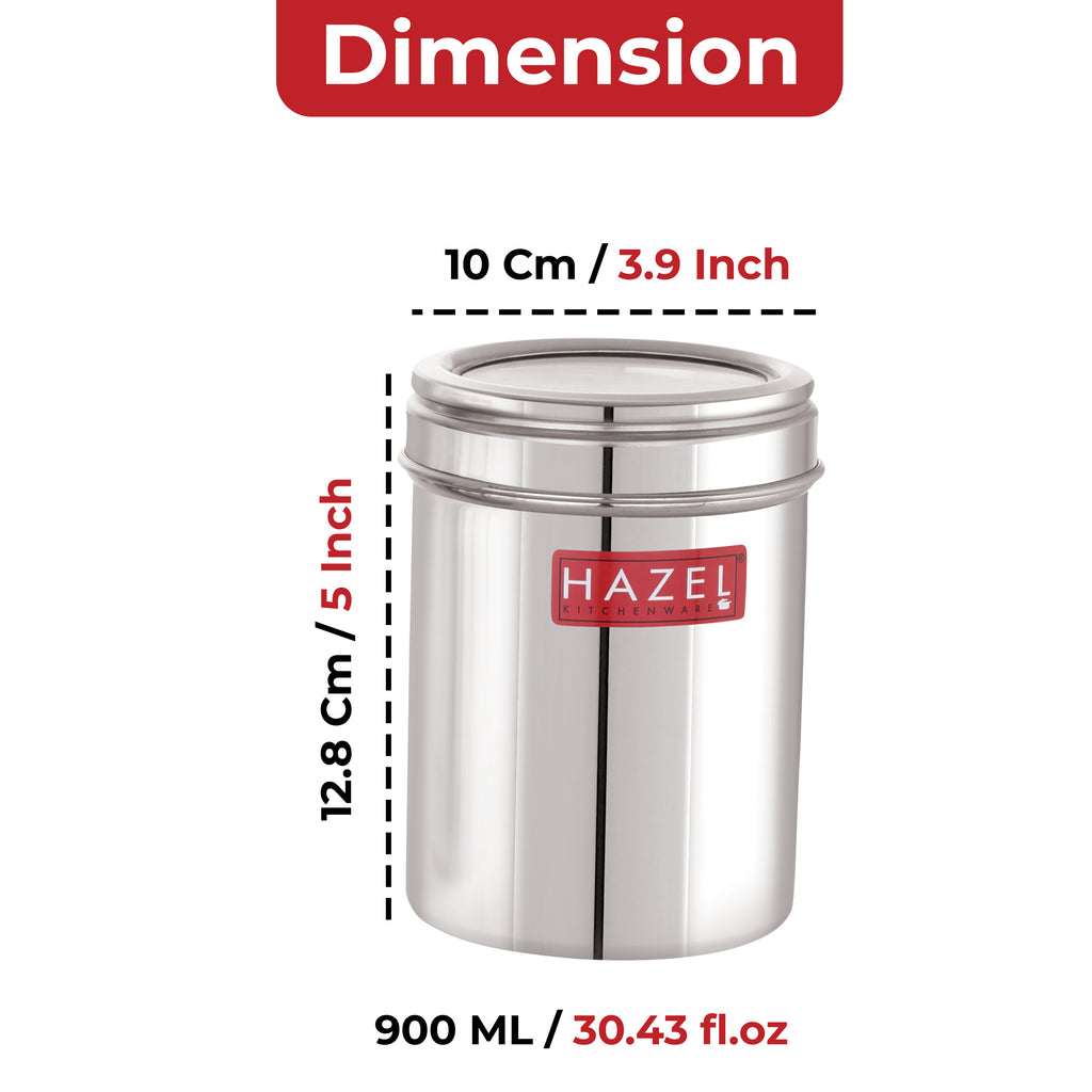 Steel Kitchen Storage Container Set with Transparent Lid, 900 ml, Set of 6