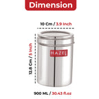 Steel Kitchen Storage Container Set with Transparent Lid, 900 ml, Set of 6