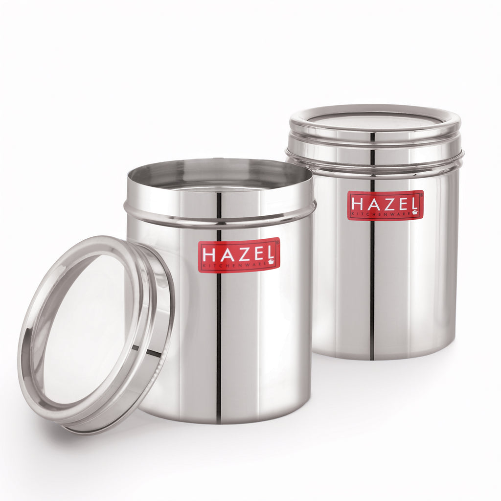 Stainless Steel Kitchen Container Set with See-Through Lid, 1100 ML, Set of 2