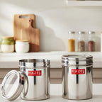Stainless Steel Kitchen Container Set with See-Through Lid, 1100 ML, Set of 2