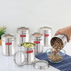 Stainless Steel Storage Container Set with See-Through Lid, 1100 ml, Set of 6