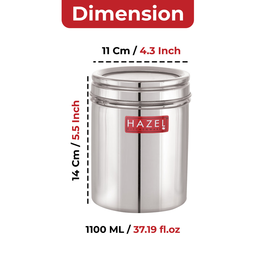 Stainless Steel Storage Container Set with See-Through Lid, 1100 ml, Set of 6