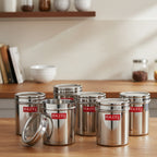 Stainless Steel Storage Container Set with See-Through Lid, 1100 ml, Set of 6
