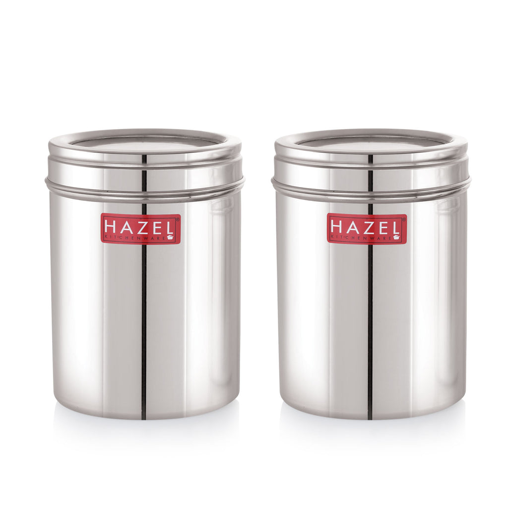 Stainless Steel Kitchen Container Set, Transparent Lid, 1500 ML, Set of 2