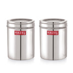 Stainless Steel Kitchen Container Set, Transparent Lid, 1500 ML, Set of 2