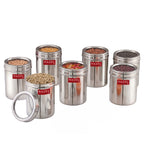 Stainless Steel Kitchen Storage Container Set with See-Through Lid, 1500ml, 6 pcs