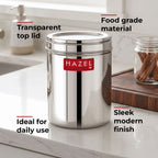 Stainless Steel Kitchen Storage Container Set with See-Through Lid, 1500ml, 6 pcs