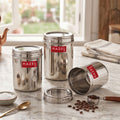 Steel Kitchen Container Set with Transparent Lid, 700, 1100 & 1600 ml, Set of 3