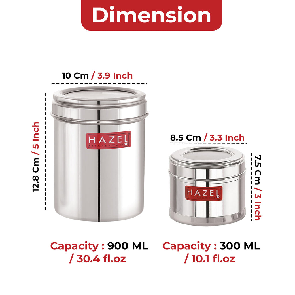 Stainless Steel Kitchen Containers Set of 3, Airtight Masala Box