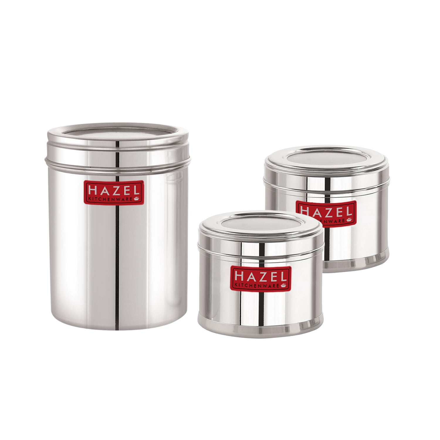 Stainless Steel Storage Containers Set of 3, Airtight See Through Kitchen